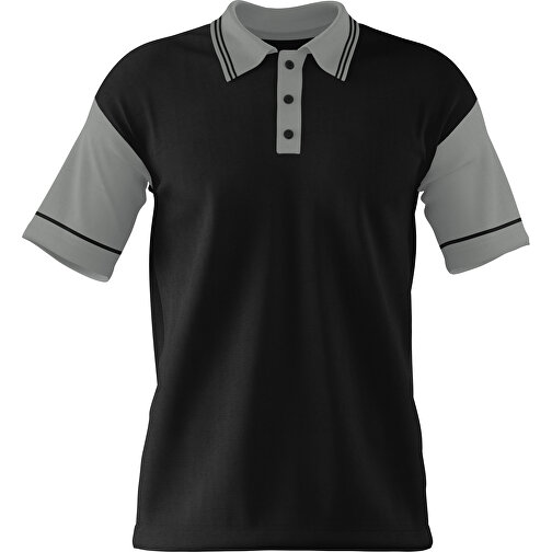 Poloshirt Individuell Gestaltbar , schwarz / grau, 200gsm Poly / Cotton Pique, XS, 60,00cm x 40,00cm (Höhe x Breite), Bild 1