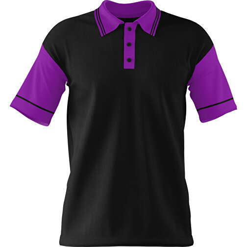Poloshirt Individuell Gestaltbar , schwarz / dunkelmagenta, 200gsm Poly / Cotton Pique, XS, 60,00cm x 40,00cm (Höhe x Breite), Bild 1