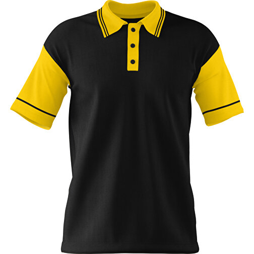 Poloshirt Individuell Gestaltbar , schwarz / goldgelb, 200gsm Poly / Cotton Pique, XS, 60,00cm x 40,00cm (Höhe x Breite), Bild 1