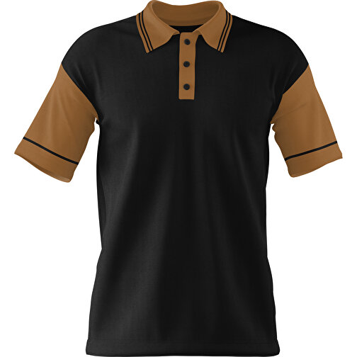 Poloshirt Individuell Gestaltbar , schwarz / erdbraun, 200gsm Poly / Cotton Pique, XL, 76,00cm x 59,00cm (Höhe x Breite), Bild 1