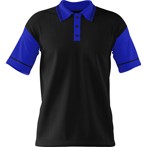 Poloshirt Individuell Gestaltbar , schwarz / blau, 200gsm Poly / Cotton Pique, XL, 76,00cm x 59,00cm (Höhe x Breite), Bild 1