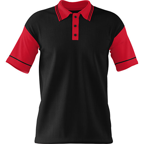 Poloshirt Individuell Gestaltbar , schwarz / dunkelrot, 200gsm Poly / Cotton Pique, XL, 76,00cm x 59,00cm (Höhe x Breite), Bild 1