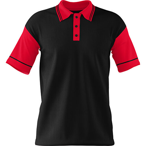 Poloshirt Individuell Gestaltbar , schwarz / ampelrot, 200gsm Poly / Cotton Pique, XL, 76,00cm x 59,00cm (Höhe x Breite), Bild 1