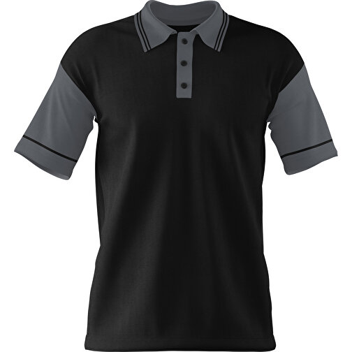 Poloshirt Individuell Gestaltbar , schwarz / dunkelgrau, 200gsm Poly / Cotton Pique, M, 70,00cm x 49,00cm (Höhe x Breite), Bild 1