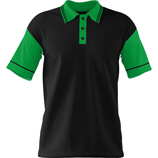 Poloshirt Individuell Gestaltbar , schwarz / grün, 200gsm Poly / Cotton Pique, M, 70,00cm x 49,00cm (Höhe x Breite), Bild 1