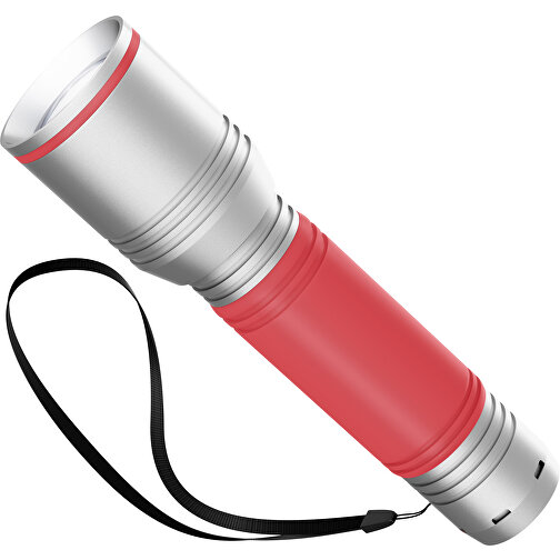 Taschenlampe REEVES MyFLASH 700 , Reeves, silber / rot, Aluminium, Silikon, 130,00cm x 29,00cm x 38,00cm (Länge x Höhe x Breite), Bild 1
