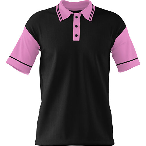 Poloshirt Individuell Gestaltbar , schwarz / rosa, 200gsm Poly / Cotton Pique, M, 70,00cm x 49,00cm (Höhe x Breite), Bild 1