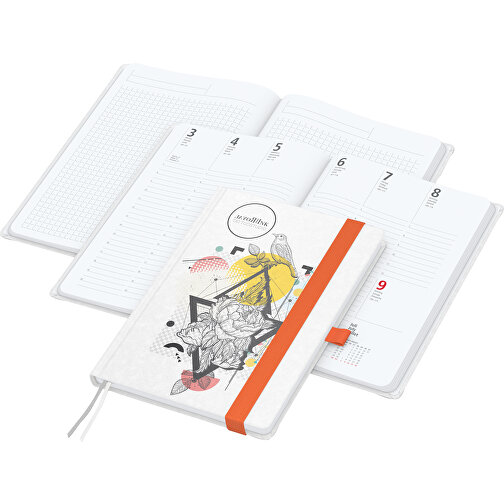 Buchkalender Match-Hybrid White Bestseller A5, Natura Individuell, Orange , orange, Schreibpapier 90 g/m², 21,00cm x 14,80cm (Länge x Breite), Bild 1