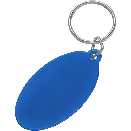 Schlüsselanhänger 'Oval' , blau, ABS+PS+MET, 5,40cm x 0,30cm x 2,80cm (Länge x Höhe x Breite), Bild 1