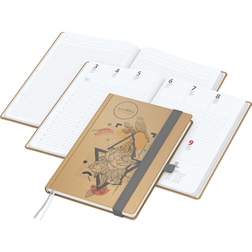 Buchkalender Match-Hybrid White Bestseller A4, Natura Braun-individuell, Silbergrau , braun, silbergrau, Schreibpapier 90 g/m², 29,70cm x 21,00cm (Länge x Breite), Bild 1