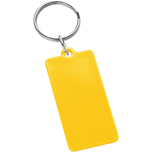 Schlüsselanhänger 'Rechteck' , gelb, ABS+PS+MET, 5,30cm x 0,30cm x 2,50cm (Länge x Höhe x Breite), Bild 1