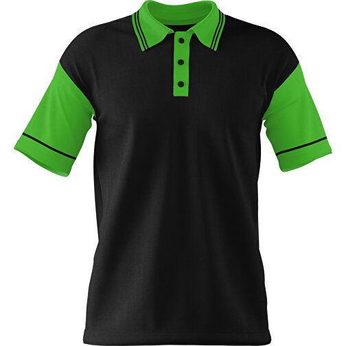 Poloshirt Individuell Gestaltbar , schwarz / grasgrün, 200gsm Poly / Cotton Pique, L, 73,50cm x 54,00cm (Höhe x Breite), Bild 1