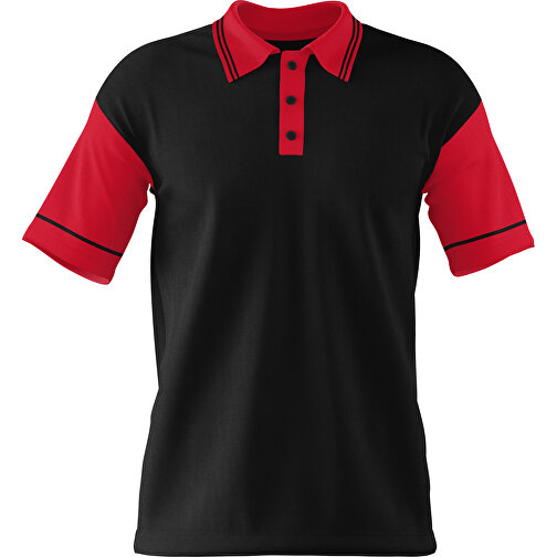 Poloshirt Individuell Gestaltbar , schwarz / dunkelrot, 200gsm Poly / Cotton Pique, L, 73,50cm x 54,00cm (Höhe x Breite), Bild 1