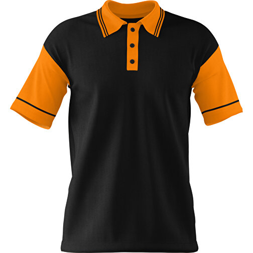 Poloshirt Individuell Gestaltbar , schwarz / gelborange, 200gsm Poly / Cotton Pique, L, 73,50cm x 54,00cm (Höhe x Breite), Bild 1