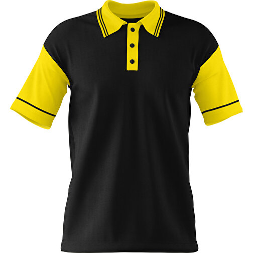 Poloshirt Individuell Gestaltbar , schwarz / gelb, 200gsm Poly / Cotton Pique, L, 73,50cm x 54,00cm (Höhe x Breite), Bild 1