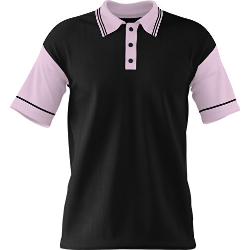 Poloshirt Individuell Gestaltbar , schwarz / zartrosa, 200gsm Poly / Cotton Pique, 3XL, 81,00cm x 66,00cm (Höhe x Breite), Bild 1