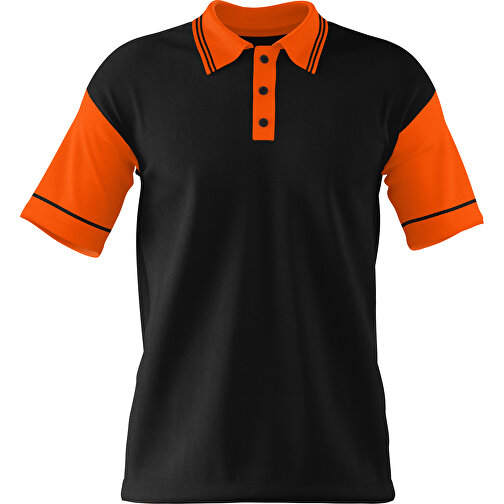 Poloshirt Individuell Gestaltbar , schwarz / orange, 200gsm Poly / Cotton Pique, 3XL, 81,00cm x 66,00cm (Höhe x Breite), Bild 1