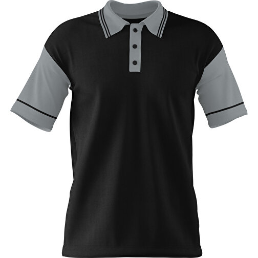 Poloshirt Individuell Gestaltbar , schwarz / silber, 200gsm Poly / Cotton Pique, 2XL, 79,00cm x 63,00cm (Höhe x Breite), Bild 1