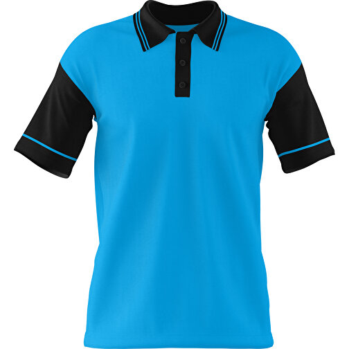 Poloshirt Individuell Gestaltbar , himmelblau / schwarz, 200gsm Poly / Cotton Pique, XS, 60,00cm x 40,00cm (Höhe x Breite), Bild 1