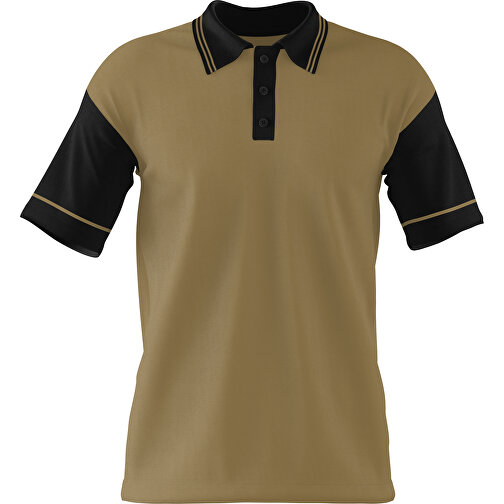 Poloshirt Individuell Gestaltbar , gold / schwarz, 200gsm Poly / Cotton Pique, M, 70,00cm x 49,00cm (Höhe x Breite), Bild 1
