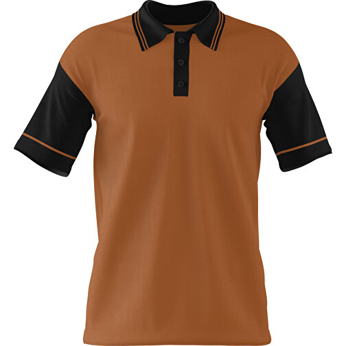 Poloshirt Individuell Gestaltbar , braun / schwarz, 200gsm Poly / Cotton Pique, M, 70,00cm x 49,00cm (Höhe x Breite), Bild 1