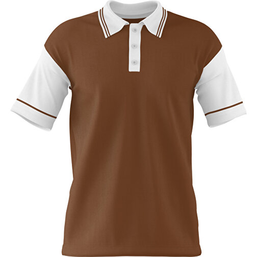 Poloshirt Individuell Gestaltbar , dunkelbraun / weiss, 200gsm Poly / Cotton Pique, XL, 76,00cm x 59,00cm (Höhe x Breite), Bild 1