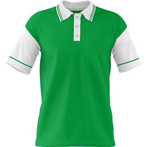 Poloshirt Individuell Gestaltbar , grün / weiß, 200gsm Poly / Cotton Pique, XL, 76,00cm x 59,00cm (Höhe x Breite), Bild 1