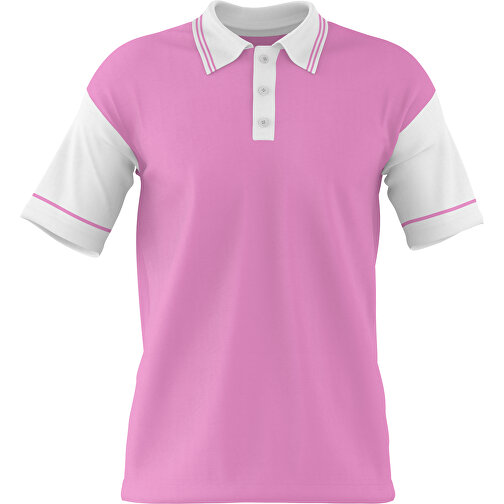 Poloshirt Individuell Gestaltbar , rosa / weiss, 200gsm Poly / Cotton Pique, XL, 76,00cm x 59,00cm (Höhe x Breite), Bild 1