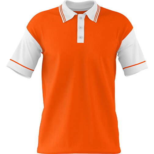 Poloshirt Individuell Gestaltbar , orange / weiss, 200gsm Poly / Cotton Pique, M, 70,00cm x 49,00cm (Höhe x Breite), Bild 1