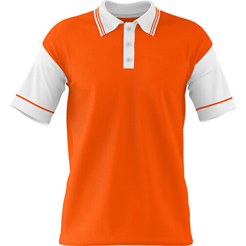 Poloshirt Individuell Gestaltbar , orange / weiß, 200gsm Poly / Cotton Pique, M, 70,00cm x 49,00cm (Höhe x Breite), Bild 1