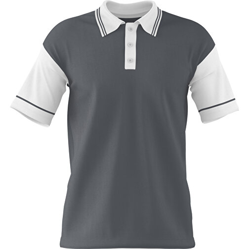Poloshirt Individuell Gestaltbar , dunkelgrau / weiss, 200gsm Poly / Cotton Pique, L, 73,50cm x 54,00cm (Höhe x Breite), Bild 1