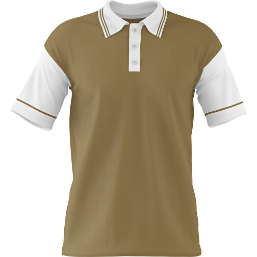 Poloshirt Individuell Gestaltbar , gold / weiss, 200gsm Poly / Cotton Pique, L, 73,50cm x 54,00cm (Höhe x Breite), Bild 1