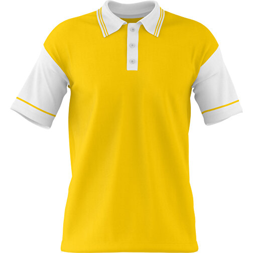 Poloshirt Individuell Gestaltbar , goldgelb / weiß, 200gsm Poly / Cotton Pique, L, 73,50cm x 54,00cm (Höhe x Breite), Bild 1