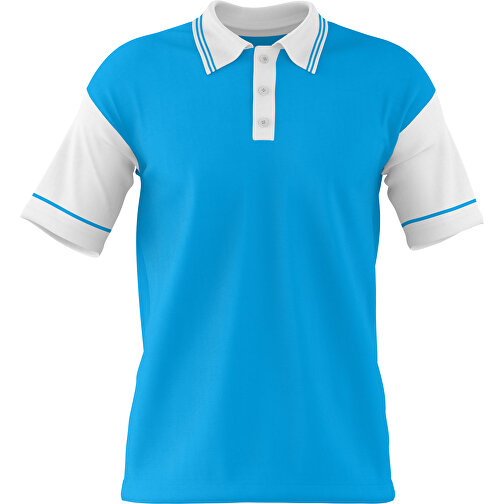 Poloshirt Individuell Gestaltbar , himmelblau / weiss, 200gsm Poly / Cotton Pique, 3XL, 81,00cm x 66,00cm (Höhe x Breite), Bild 1