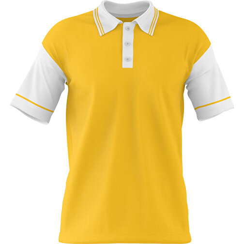 Poloshirt Individuell Gestaltbar , sonnengelb / weiss, 200gsm Poly / Cotton Pique, 2XL, 79,00cm x 63,00cm (Höhe x Breite), Bild 1