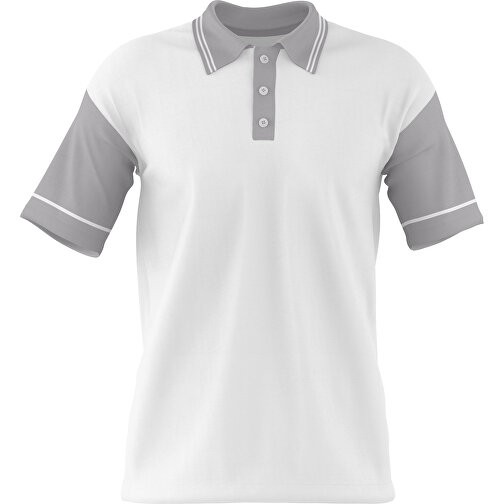 Poloshirt Individuell Gestaltbar , weiß / hellgrau, 200gsm Poly / Cotton Pique, S, 65,00cm x 45,00cm (Höhe x Breite), Bild 1