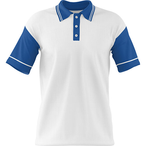 Poloshirt Individuell Gestaltbar , weiss / dunkelblau, 200gsm Poly / Cotton Pique, S, 65,00cm x 45,00cm (Höhe x Breite), Bild 1