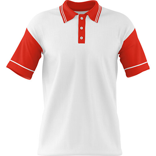 Poloshirt Individuell Gestaltbar , weiss / rot, 200gsm Poly / Cotton Pique, S, 65,00cm x 45,00cm (Höhe x Breite), Bild 1