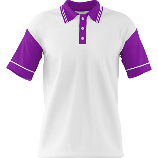 Poloshirt Individuell Gestaltbar , weiß / dunkelmagenta, 200gsm Poly / Cotton Pique, S, 65,00cm x 45,00cm (Höhe x Breite), Bild 1