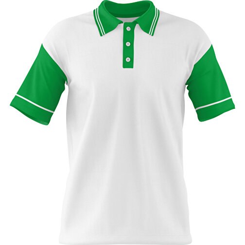 Poloshirt Individuell Gestaltbar , weiss / grün, 200gsm Poly / Cotton Pique, M, 70,00cm x 49,00cm (Höhe x Breite), Bild 1