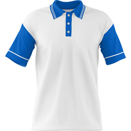 Poloshirt Individuell Gestaltbar , weiss / kobaltblau, 200gsm Poly / Cotton Pique, M, 70,00cm x 49,00cm (Höhe x Breite), Bild 1