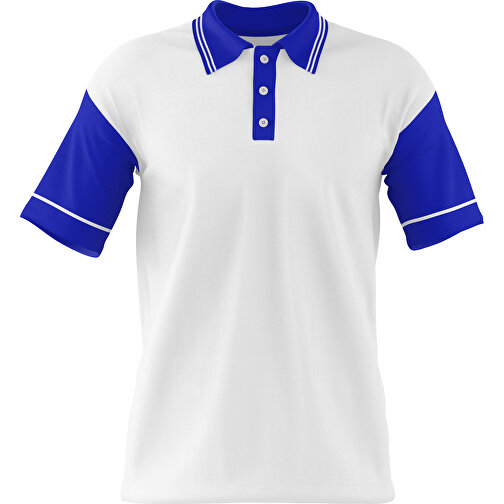 Poloshirt Individuell Gestaltbar , weiss / blau, 200gsm Poly / Cotton Pique, M, 70,00cm x 49,00cm (Höhe x Breite), Bild 1