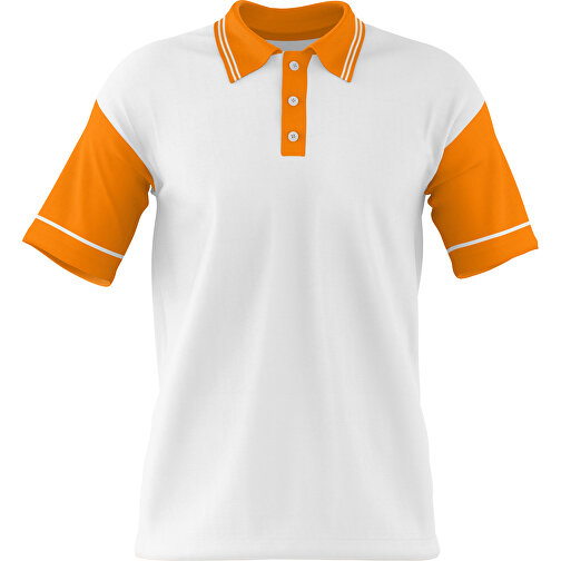 Poloshirt Individuell Gestaltbar , weiß / gelborange, 200gsm Poly / Cotton Pique, M, 70,00cm x 49,00cm (Höhe x Breite), Bild 1