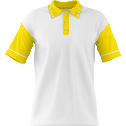 Poloshirt Individuell Gestaltbar , weiß / gelb, 200gsm Poly / Cotton Pique, M, 70,00cm x 49,00cm (Höhe x Breite), Bild 1