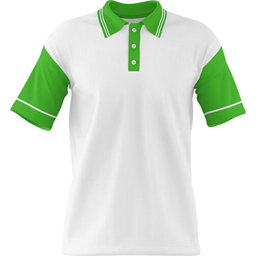 Poloshirt Individuell Gestaltbar , weiß / grasgrün, 200gsm Poly / Cotton Pique, L, 73,50cm x 54,00cm (Höhe x Breite), Bild 1