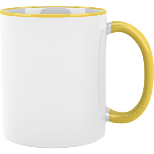 Sublimations Tasse , weiss / gelb, Keramik, 9,50cm (Höhe), Bild 1