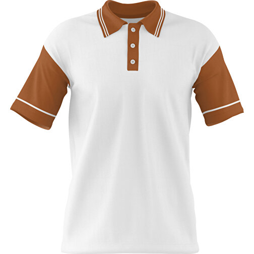 Poloshirt Individuell Gestaltbar , weiss / braun, 200gsm Poly / Cotton Pique, 2XL, 79,00cm x 63,00cm (Höhe x Breite), Bild 1