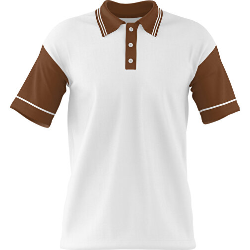 Poloshirt Individuell Gestaltbar , weiss / dunkelbraun, 200gsm Poly / Cotton Pique, 2XL, 79,00cm x 63,00cm (Höhe x Breite), Bild 1