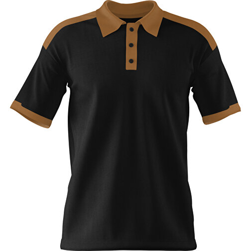 Poloshirt Individuell Gestaltbar , schwarz / erdbraun, 200gsm Poly / Cotton Pique, XS, 60,00cm x 40,00cm (Höhe x Breite), Bild 1