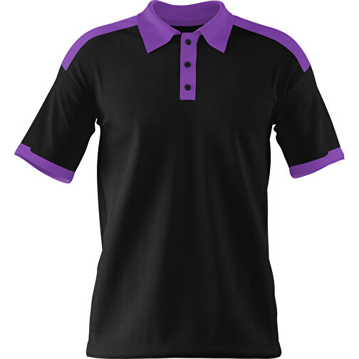 Poloshirt Individuell Gestaltbar , schwarz / lavendellila, 200gsm Poly / Cotton Pique, XS, 60,00cm x 40,00cm (Höhe x Breite), Bild 1